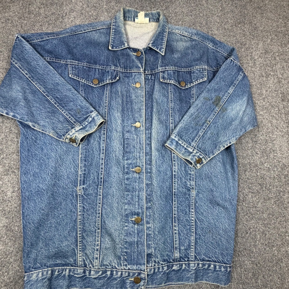 Vintage Sunset Blues Denim Jacket Mens XL Blue Trucker Made in USA 90s Oversized